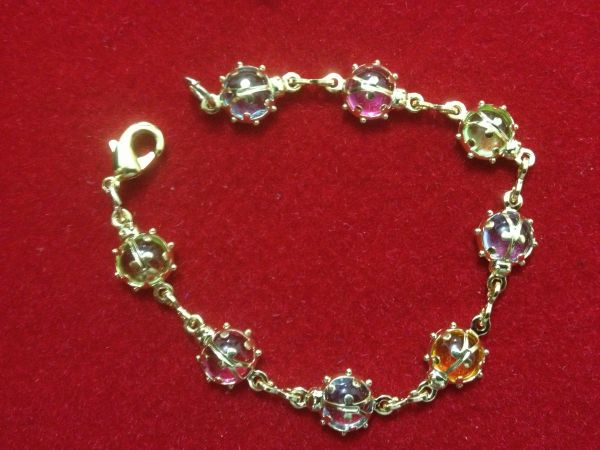 Pulseira joaninha infantil folheada a ouro 18K